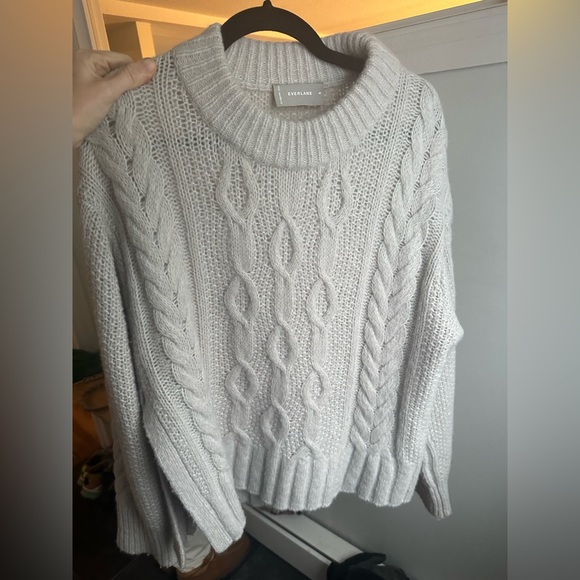 Everlane The Cloud Cable Knit Crewneck Sweater Ice - Picture 9 of 11